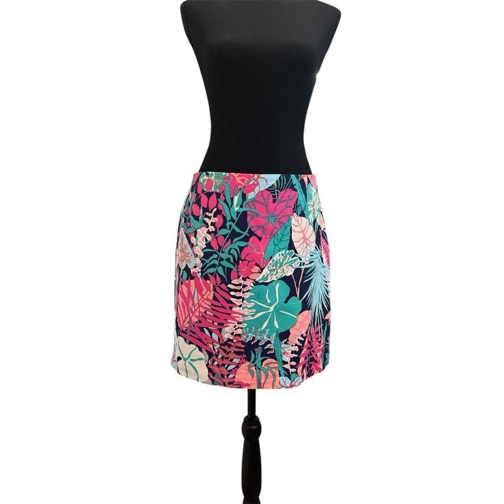TALBOTS Jungle Botanical Stretch Cotton Canvas Skirt ~ 6P